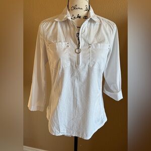Zac & Rachel White Blouse with 3/4 Sleeves
